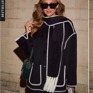 Chic Black and White Button-Up Coat